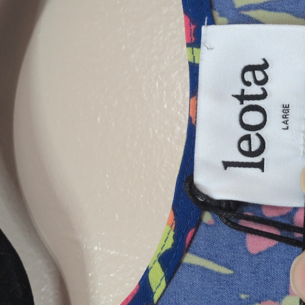 NWT LEOTA Blue and Pink Sleeveless V-Neck Sundress, size L - Picture 4 of 7